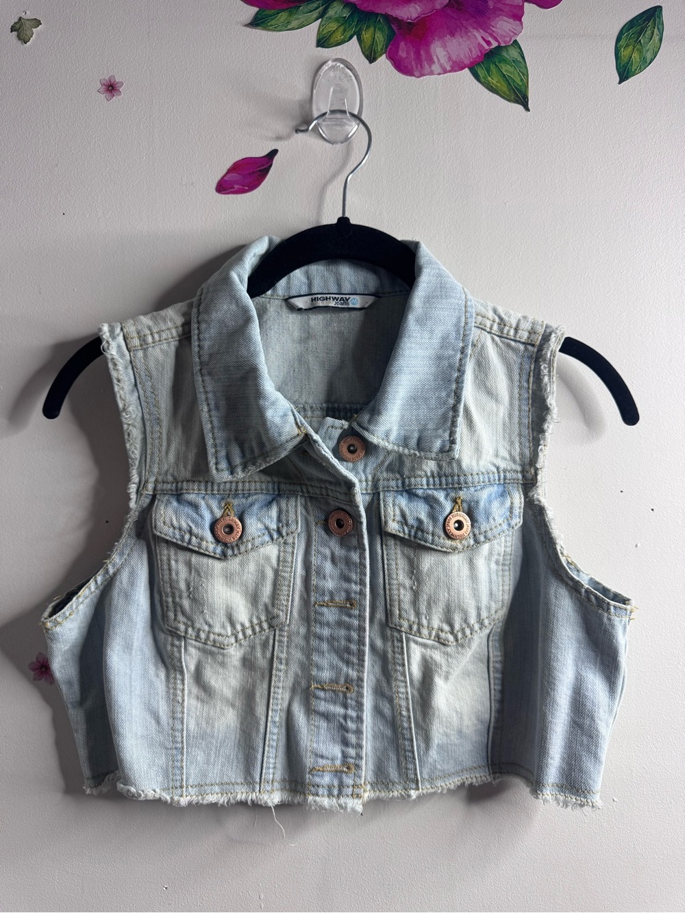 Highway Jeans Light Blue Denim Cropped Vest